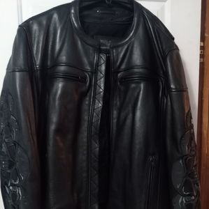 Wilson's XXL leather Motorcycle Jacket with skulls on sleeves